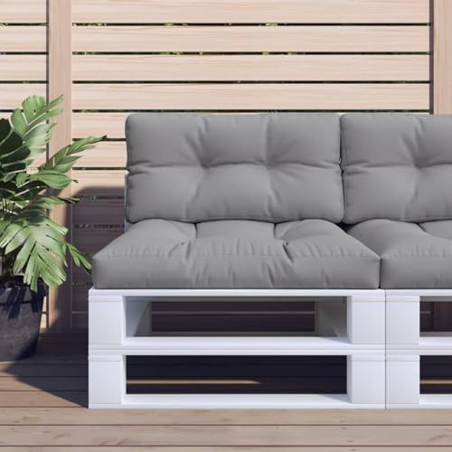 Homgoday Lot de 2 coussins pour palettes - Coussin de jardin - Coussin d'assise et de dossier - Pour canapé en palettes - Meubles de jardin - Gris - 80 x 80 x 12 cm