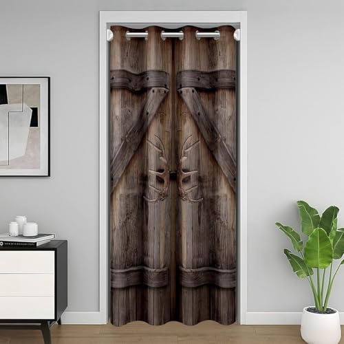Homemissing Tenda per Porta a Grano di Legno 86x203cm Stile Granaio in Legno Vintage Tende per Interni Soggiorno Camera da Letto Rustica Armadio Tende, Granaio Marrone