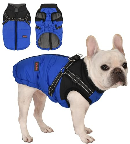 Wunive Dog Coat with Harness Waterproof Winter Dog Jacket Small Dog Coat Waterproof Coats with Harness Built in 2 in 1 for Small Medium Large Dogs