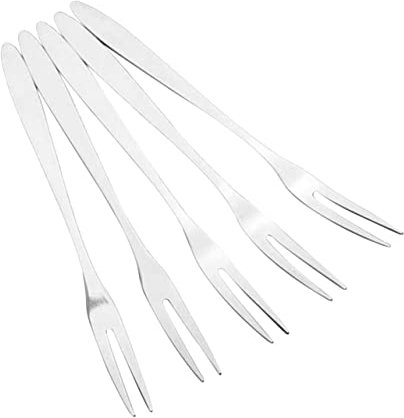 SHOWERORO 6 Forchette Acciaio Inossidabile Forchette A Due Rebbi Set Da Frutta Forchettine Da Dessert Stoviglie Per Antipasti