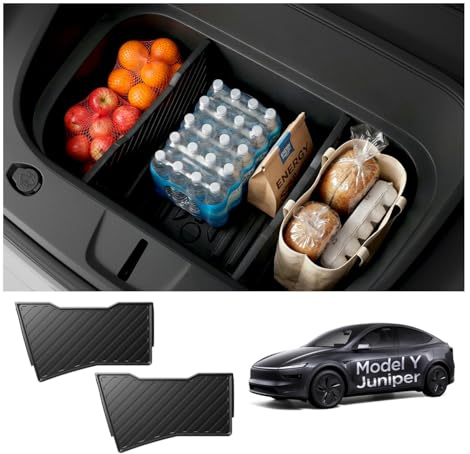 Front Trunk Divider for Tesla Model Y Juniper Premium/Performance 2025 2026 - Storage Organization Solution, Silicone Padded Snug Fit, Reduces Rattle Noise, Frunk Organizer Partition Set (Pack of 2)