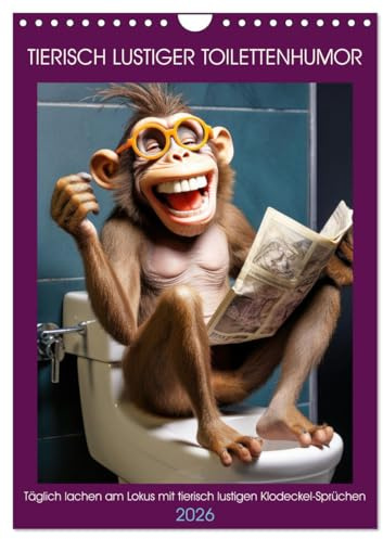 Humour animalier dans les toilettes, Version française (Calendrier mural 2026 DIN A4 portrait), Calendrier CALVENDO mensuel