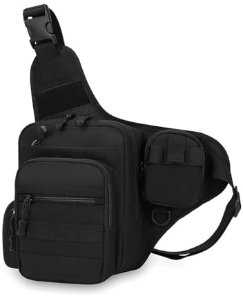 Sac Bandoulière Tactique, Sacoche Poitrine Militaire avec Poches Multiples, Bandoulière Respirant à Système Molle Portable avec Boucle Réglable, Idéal pour Les Activités de Plein Air, la Randonnée