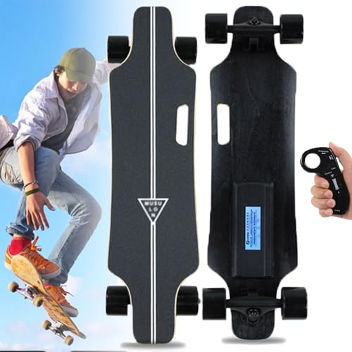 All-Terrain Electric Longboard Skateboard with Remote, Electric Skateboard, 350w Brushless Electric Cruiser Board with 4-Speed Remote, Range 15km, 330lb Capacity, Capacity Maple G