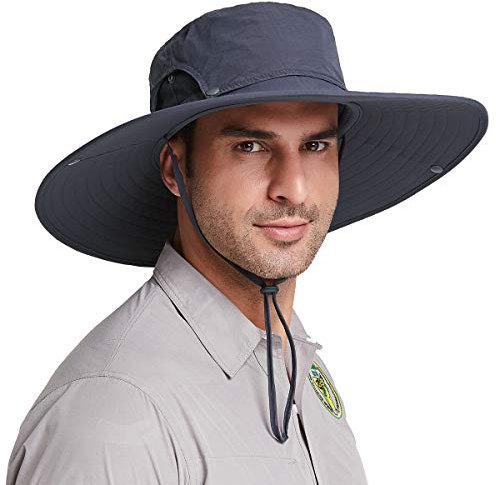 Gisdanchz Sombreros para El Sol Gorras De Hombre,Sombrero Trekking Hombre Sombrero Pesca Playa Cowboy Australiano Sombreros Mujer Verano Gorro Pescador Transpirable De Safari,Gris Oscuro