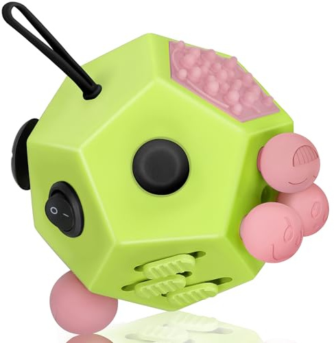 VCOSTORE Fidget Cube with 12 Sides - Original Cubo Antiestres Adultos Dado Antiestres Fidget Cube Toy for All Ages with ADHD, Add, ASD, ADHD