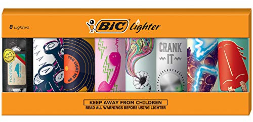 BIC Maxi Pocket Lighter, Special Edition Nostalgia Collection, 8 Count Pack
