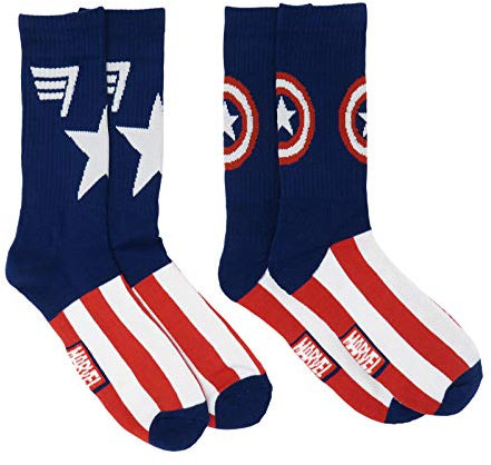 Hyp Captain America Marvel Comics Herren 2er-Pack Athletic Crew Socken, Rot/Ausflug, einfarbig (Getaway Solids), Medium