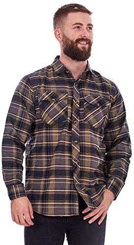 Malay Mens Flannel Check Shirts Yarn Dyed Cotton Brushed Long Sleeve Casual Top
