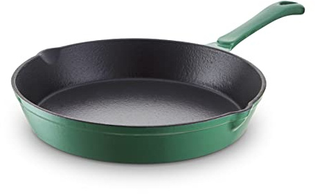 Barbary & Oak BO800255GRN Cast Iron Round Fry Pan with Durable Enamel Interior, 26cm, Verdigris Green