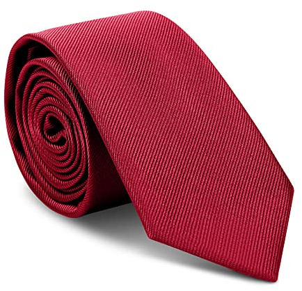 URAQT Men's Ties, 6 cm, Classic Solid Colour, 1200 Needles Fine Woven Hand, Clothing Accessories for Business Party Office Wedding (Dark Red)