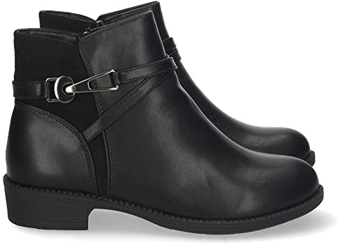 shoes&blues.es 67207-Botin de Tacon Bajo para Mujer, Comodo, Correa con Hebilla, y Cierre de Cremallera, Otono Invierno 2022. Talla 36 Negro