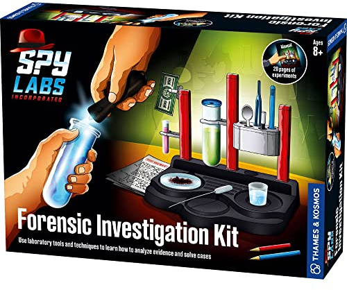 Thames & Kosmos Spy Labs Kit di indagine forense | Analizza le prove come un vero detective | Età 8+ | Giocattolo scientifico STEM per bambini | Esperimenti pratici in chimica, osservazione e