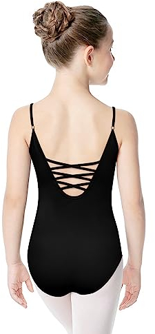 tanzdunsje Ballett Trikot Mädchen Damen Baumwolle - Ballettanzug mit Verstellbarem Riemen, Ballett Body TanzBody Gymnastikanzug Trikot Leibchen für Kinder