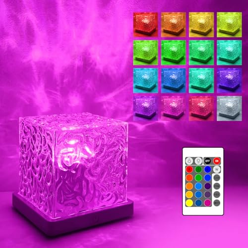 YATOSEEN Projektorlampa med havsvåg, 16 färger beröring med touch-kontroll, 3D-kublampa galaxprojektorlampa för hemmakontor bar restaurang