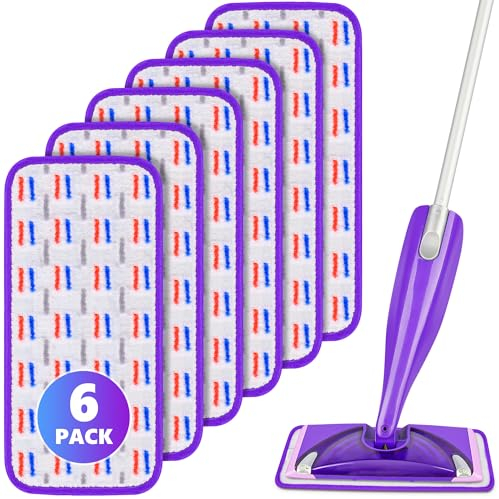6 Stück Wiederverwendbar Mop Pads für Swiffer WetJet, Mop Microfaser Reinigung Pads Wischmopp-Reinigungskissen Bezug Ersatzbezug Wischbezug Reinigungs Pads für Hartholz, Laminat, Fliesen(30×14cm)