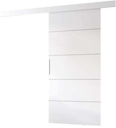 MINIO go for it - Schiebetür Komplettset CLEAN B, 86 cm Breit, Schiebetüren, Wandmontage, Schiebetürsystem, Zimmertüren - Weiss Matt