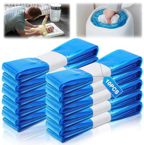 10 Stück Nachfüllfolie für Windeleimer, Windeleimer Nachfüllkassetten, Windeleimer Nachfüllbeutel,Nachfüllfolie für Windeleimer, Hervorragende Abdichtung und Zähigkeit,Geruchsdichte Windeleimer Tüten