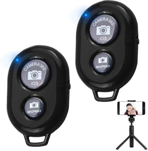 2 Packs Wireless Bluetooth Camera Shutter Remote Control for IOS and Android Smartphones, Phone Remote Control Selfie Button for Photos and Videos, Wireless Camera Remote Shutter