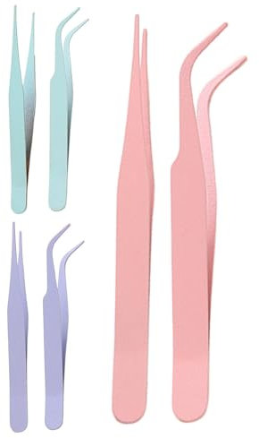 Sucritude 6 Pièces Pince Stickers Nail Art Ongles, Extensions De Cils De Haute Qualité, Pince Brucelle Pour Scrapbooking - Avec Couverture Coude Autocollants