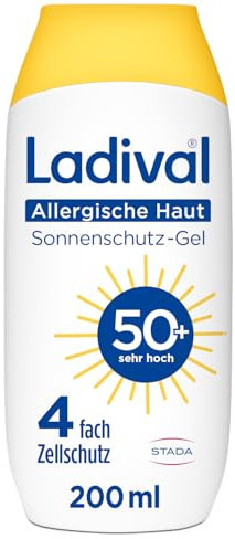 Ladival Sonnenschutz Gel LSF 50+ für allergische Haut - Sonnencreme bei Sonnenallergie und Mallorca-Akne, wasserfest, fettfrei, 4-fach Zellschutz, korallenfreundlich, leichte Gel-Formel, 200ml