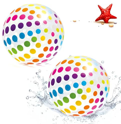 2 pelotas de agua hinchables, 40 cm, arco iris para playa, pelota de agua grande, ideal para piscina, playa y piscina, con la que tanto adultos como niños pueden jugar