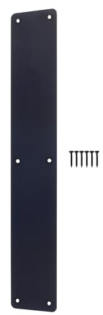 EAI Black Door Push Plate, 425 x 75mm Plain Finger Push Plate with Radius Corners Matt Black