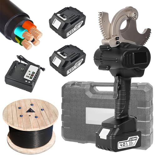 Cortacables Hidráulico Inalámbrico, Cortacables Eléctrico con Trinquete, Cortacables Eléctrico 18V, Herramienta de Corte de Cables para Cable de Cobre-Aluminio Máx. Φ95mm y ACSR 1440mm²,75M