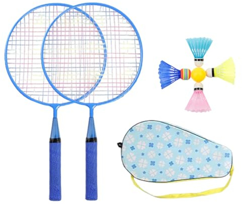 Kustimantu Federball-Set für Kinder, Badminton-Set mit Schlägern und Federbällen, für den Garten, leicht, sportlich, für und Mädchen
