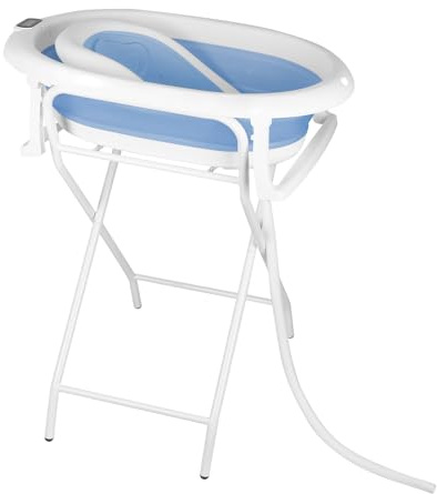 Bañera plegable con soporte antideslizante- Seguro y cómodo Lavabo plegable Bebe para recién nacidos y niños pequeños (estilo 1) 85 x 47 x 85 cm - Azul