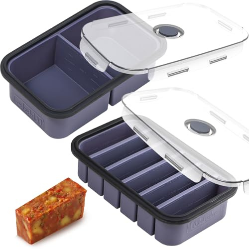 webake Silicone Soup Freezer Moulds with Lids 2 Pcs 120ml 250ml | Silicone Food Freezer Trays Soup Freezer Storage Containers for Freezing Soup, Sauce, Meal Prep, Butter