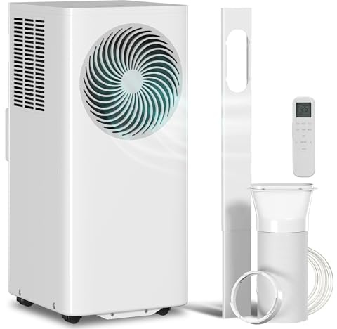 HOMCOM Condizionatore Portatile 9000BTU/H, 2.6kW 4 in 1 Climatizzatore con Bocchetta Circolare, Raffreddamento, Deumidificazione, Ventilatore, Modalità Sleep, Telecomando, Display LED, Timer 24H, 33m²