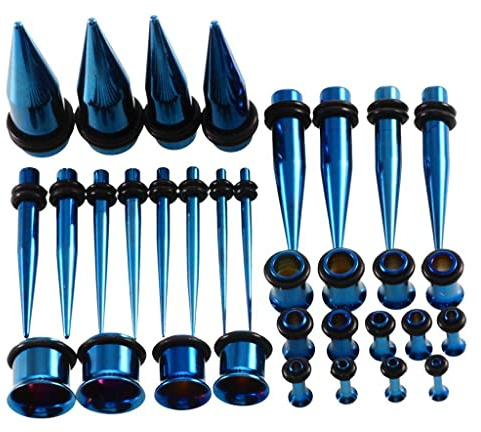 Générique Kit de 36 Pièces en Acier Inoxydable Comprenant des Tiges, des Tunnels et des Plugs (14G 00G) pour L'étirement des Oreilles – Bijoux de Départ
