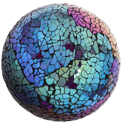 Healeved Dekorativ Glaskula med Mosaikdesign Färgstark Solreflekterande Dekorationsboll för Trädgård och Hem Konstnärlig för Bord och Centrumdisplay