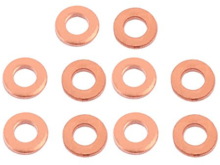 sourcing map 10x rondelle en cuivre 3mm x 6mm x 1mm anneau plat cuivre écraser rondelle joint d'étanchéité attache