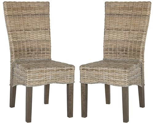 Safavieh Home Collection Ozias Grey Wicker 18-inch Dining Chair