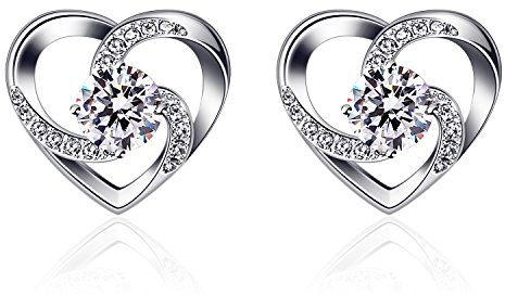 'Boucles d'oreilles, B. Catcher Boucles d'oreilles en argent 925 Ensemble de boucles d'oreilles en forme de cœur avec rivets Crazy Love en argent sterling 925
