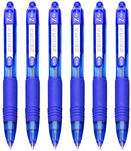 Zebra Z-Grip Mini-Kugelschreiber, 1,0 mm, Blau, 6 Stück