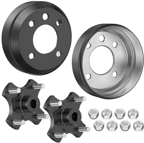 CLUBRALLY Heavy Duty Split Brake Drum/Hub, EZGO TXT Brake Drum with Nuts Kit, Fits 1982-Up EZGO TXT Electric Golf Carts, OEM#19186-G1, 19862-G1, 615604 (2 PCS)