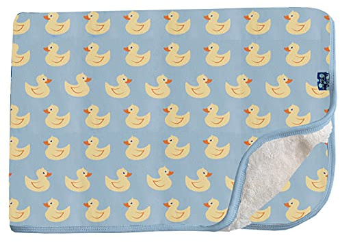 KicKee Pants Sherpa-Lined Toddler Blanket, Ultra Plush Sherpa Blanket, Made from Viscose from Bamboo Fabric, Ultra Luxurious Sherpa Fleece, Baby and Kid (Pond Rubber Ducks - One Size)