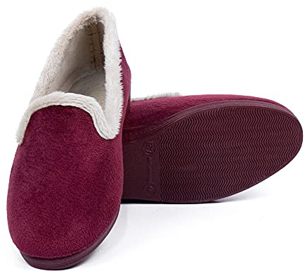 N/S CoboFamily Zapatillas de Casa Mujer Otoño Invierno Casual Cómodas, Zapatos Suapel con Tacón Cuña Punta Cerrada Multicolor, Suela Caucho HECHO EN ESPAÑA (Burdeo, 37)