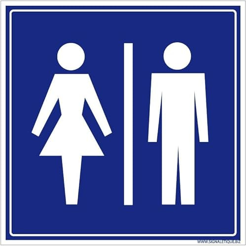 Signalétique.biz France - Panneau d' Information avec signalétique Toilettes, WC homme-femme - Plastique rigide 1,5 mm - dimensions : 450x450 mm