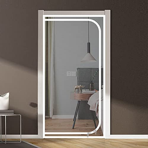 TONGha Screen Door for Balcony, Living Room, Bedroom - Mesh with Zip, Pet Friendly, Anti Mosquito - White, d1
