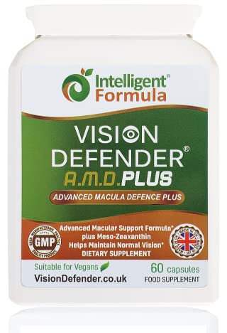 Vision Defender Plus Integratore Alimentare per la Vista – Formula AREDS2 Potenziata con Meso-Zeaxantina – 7 Nutrienti Essenziali (Luteina, Zeaxantina, Vitamine C ed E, Zinco, Rame). 60 Capsule Vegane