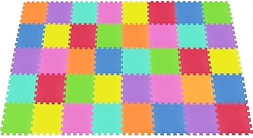 meiqicool Eva Puzzle Matte aus Schaum,Eva Schaum Matte für Baby,Eva Schaum Interlocking Bodenmatten,40 Titel und Kanten übung Matte,12 von 12(30x30cm) 09G40