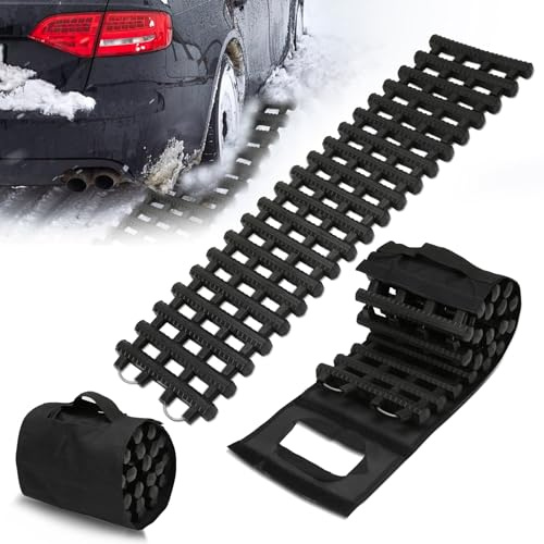 Ansobea 2 ayudas de tracción para el arranque del coche, 80 x 21 cm, con bolsa de almacenamiento, placas de tracción, para arena, nieve, para coches, camiones, todoterrenos
