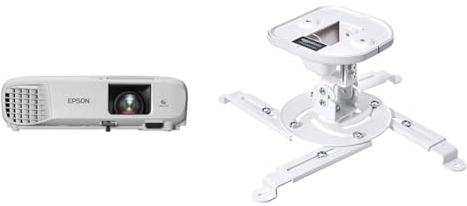 Epson EB-FH06 Videoproiettore Full HD 1080p 1920 x 1080, 16:9, contrasto 16.000:1, Tecnologia 3LCD & Amazon Basics - Supporto a staffa per proiettore, inclinabile, per soffitto e parete, Capacità 15kg