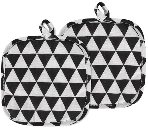 Presine In Cotone 2 Pezzi Presine Da Cucina, Presine Da Cucina Resistenti, 18 * 18cm Presine Isolate, Presine Quadrate Appendibili Guanti Da Cucina, Per La Protezione Da Ustioni In Cucina (Nero)