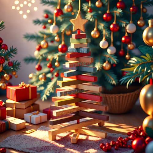 Mini albero di Natale da tavolo in legno Piccolo Albero di Natale(44x28x3cm) Decorazione Natalizia Decorazione Natalizia in Legno Ornamento da Tavolo per la Casa Artigianato per Albero di Natale