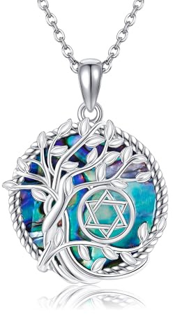 URONE Collar de plata de ley 925 con diseño de árbol de la vida, brújula, sobriedad, Yin y Yang, estrella de David, collar con colgante de árbol genealógico, joyería de regalo para mujer, Plata